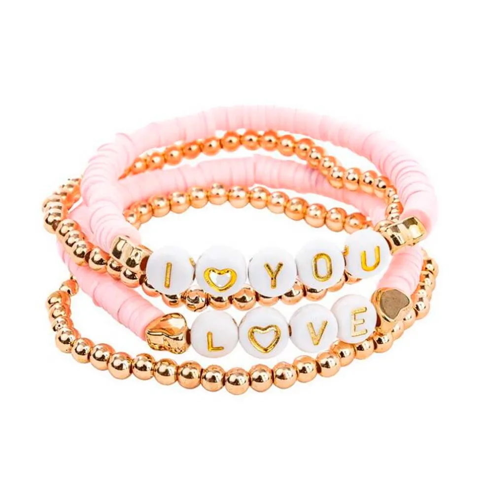 4 Armbånd Pink Love