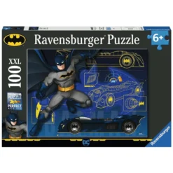 Batman og batmobil puslespil, 100 brikker