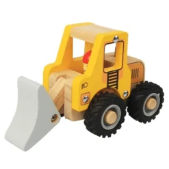 Bulldozer i træ med gummihjul