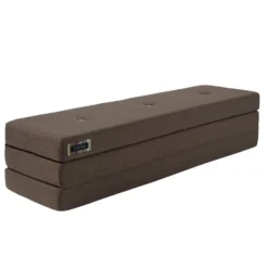 by KlipKlap 3-fold madras, 200 cm brun med sand knapper
