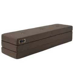 by KlipKlap 3-fold madras, 180 cm brun med sand knapper