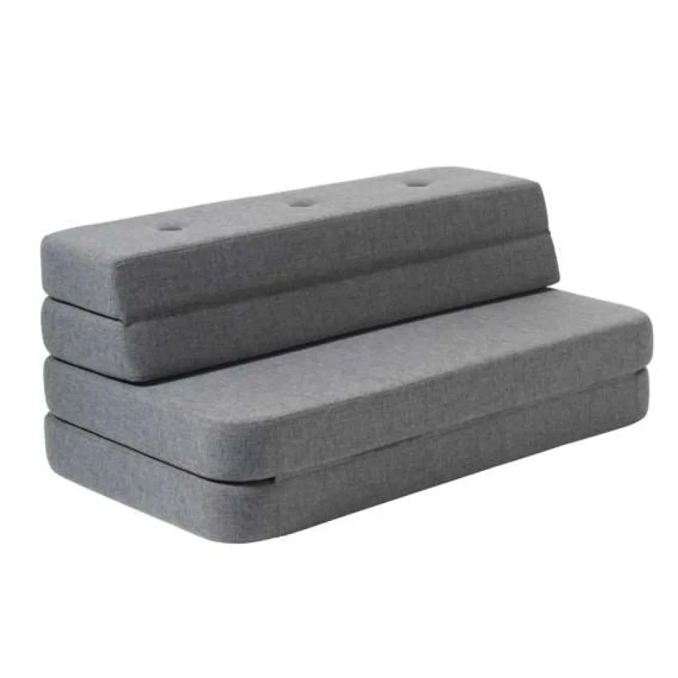 byKlipKlap 3-fold sofa, 140 cm blågrå m grå knap