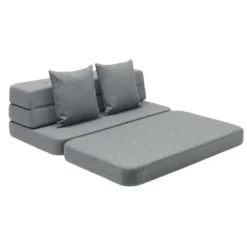 byKlipKlap 3-fold sofa, 140 cm blågrå m grå knap