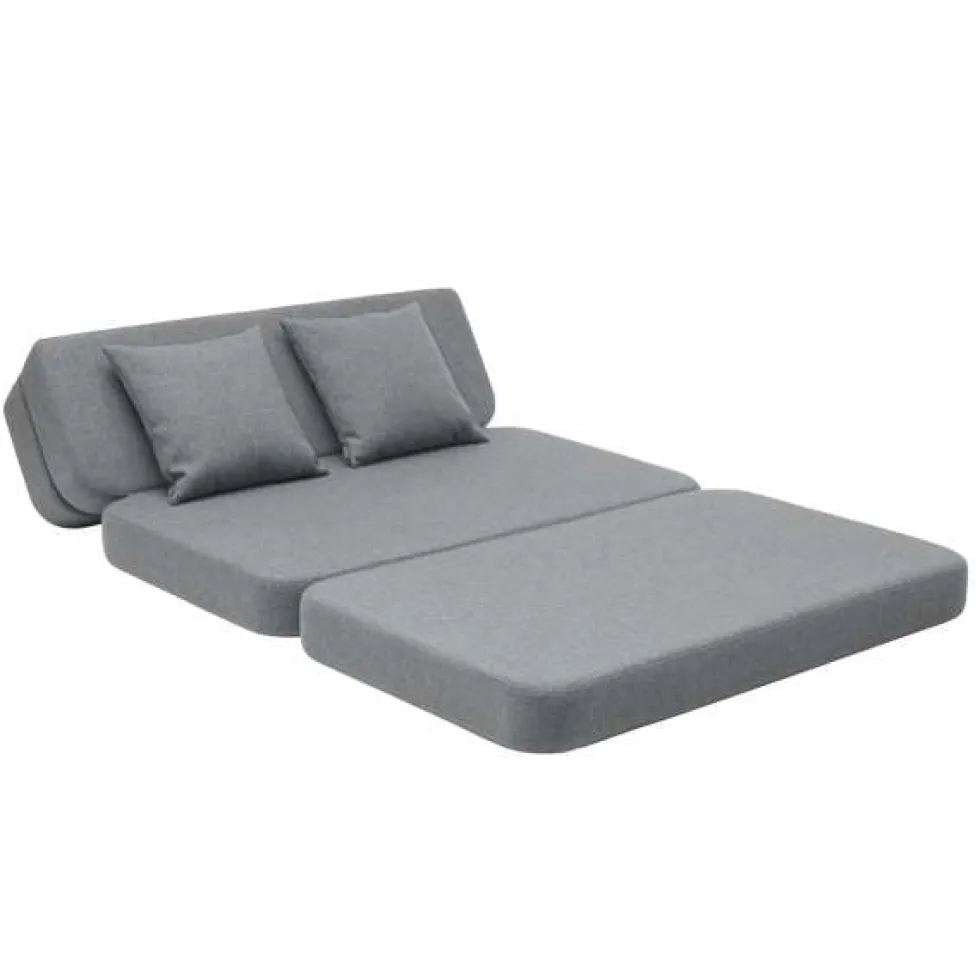 byKlipKlap 3-fold sofa, 140 cm blågrå m grå knap