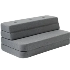 byKlipKlap 3-fold sofa, 120 cm blågrå m grå knap