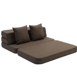 by KlipKlap 3-fold sofa, 120 cm brun med sand knapper
