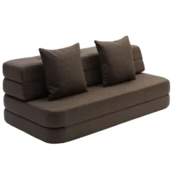 by KlipKlap 3-fold sofa, 140 cm brun med sand knapper