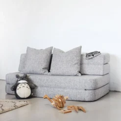 byKlipKlap 3-fold sofa, 140 cm multigrå m grå knap