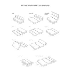 byKlipKlap 3-fold sofa, 140 cm multigrå m grå knap