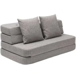 byKlipKlap 3-fold sofa, 140 cm multigrå m grå knap