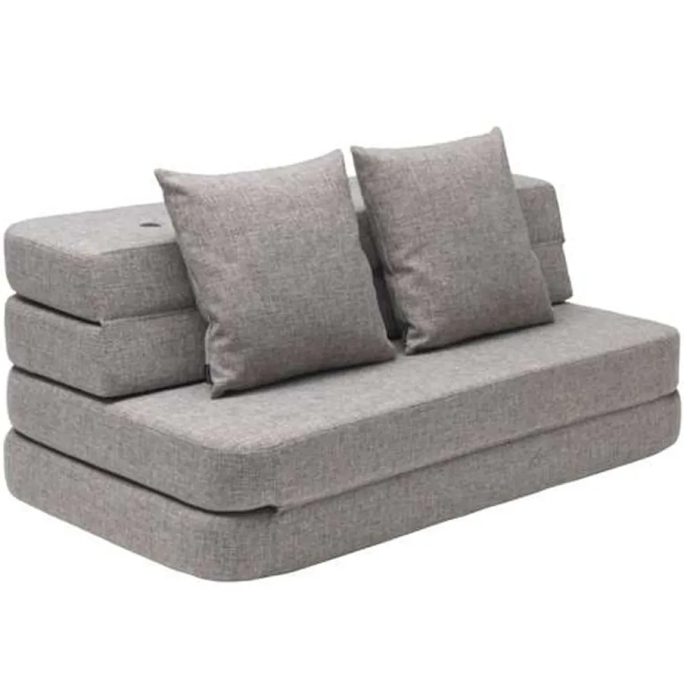 byKlipKlap 3-fold sofa, 140 cm multigrå m grå knap