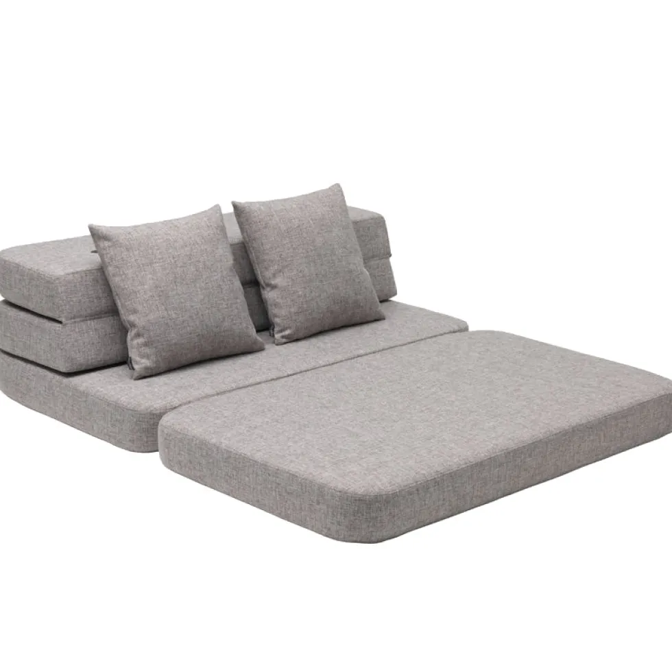 byKlipKlap 3-fold sofa, 120 cm multigrå m grå knap