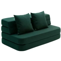 by KlipKlap 3 Fold sofa dyb grøn med lys grøn knap