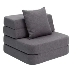 by KlipKlap 3 Fold sofa single, blågrå med grå knap