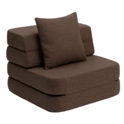 by KlipKlap 3-fold sofa single, brun med sand knapper