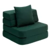 by KlipKlap 3 Fold sofa single, dyb grøn med lys grøn knap
