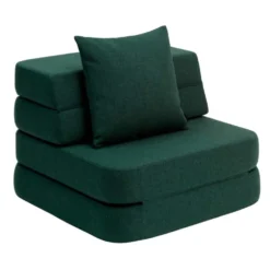 by KlipKlap 3 Fold sofa single, dyb grøn med lys grøn knap