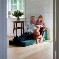 by KlipKlap 3 Fold sofa single, dyb grøn med lys grøn knap