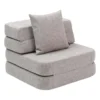 by KlipKlap 3 Fold sofa single, multi grå med grå knap