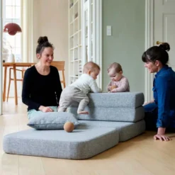 by KlipKlap 3 Fold sofa single, multi grå med grå knap