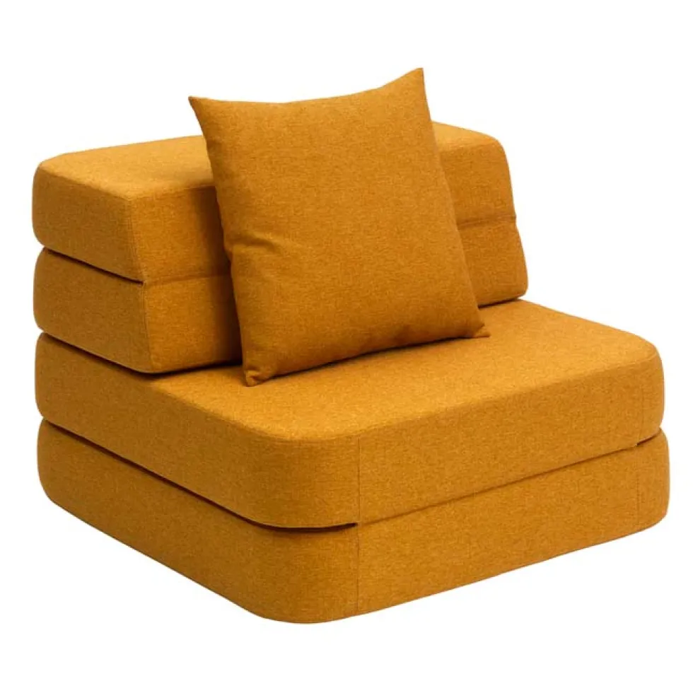 by KlipKlap 3 Fold sofa single, mustard med mustard knap