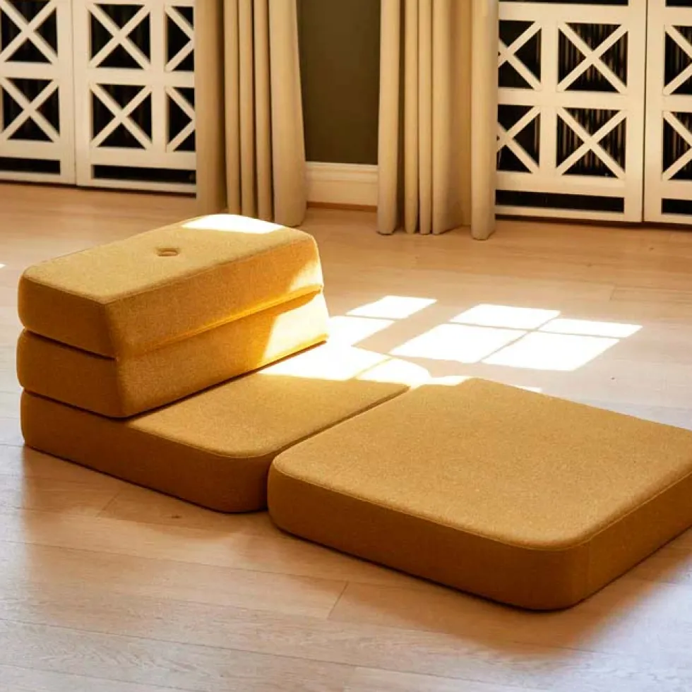 by KlipKlap 3 Fold sofa single, mustard med mustard knap