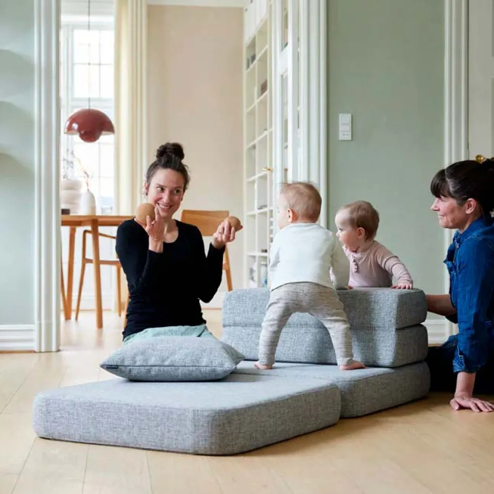 by KlipKlap 3 Fold sofa single soft, multi grå med grå knap