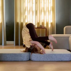by KlipKlap 3 Fold sofa single soft, multi grå med grå knap