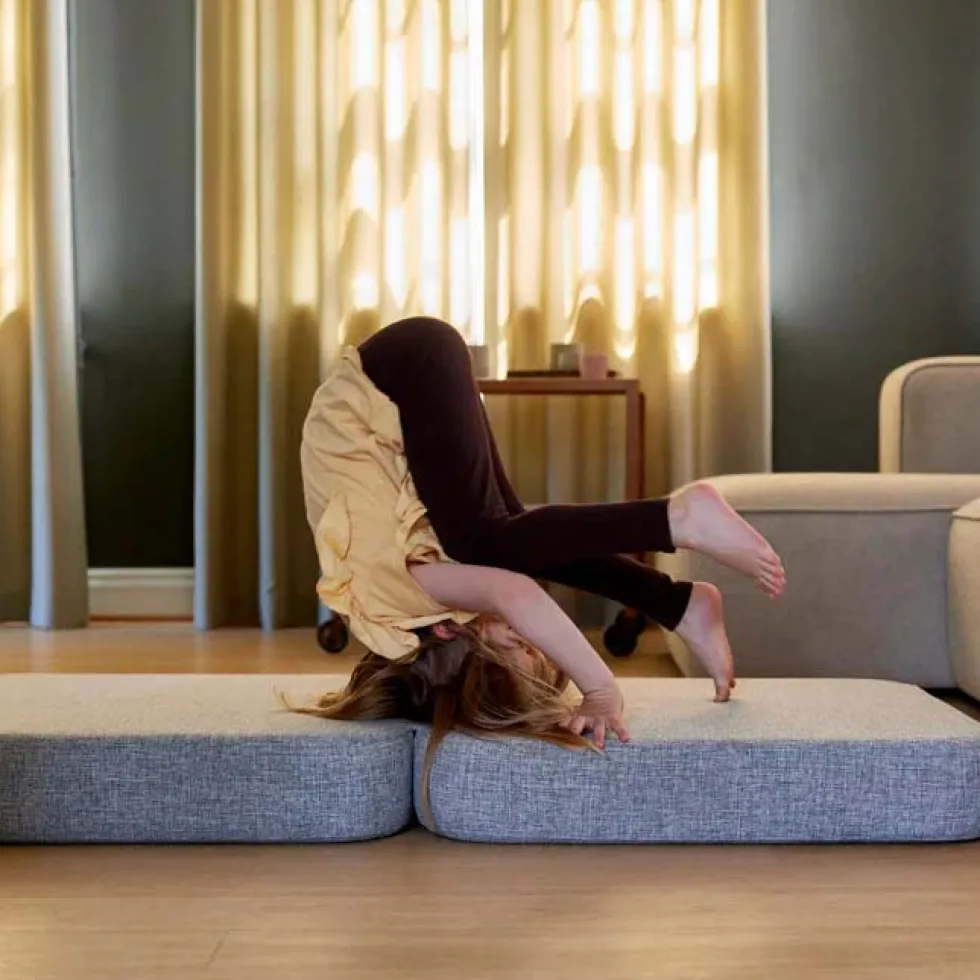 by KlipKlap 3 Fold sofa single soft, multi grå med grå knap