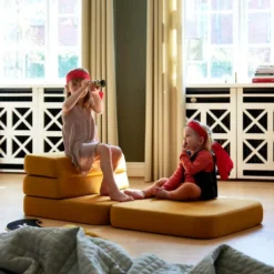 by KlipKlap 3 Fold sofa single soft, mustard med mustard knap