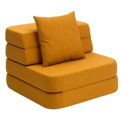 by KlipKlap 3 Fold sofa single soft, mustard med mustard knap