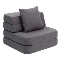 by KlipKlap 3 Fold sofa single soft, blågrå med grå knap