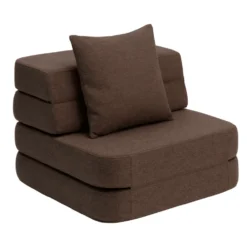 by KlipKlap 3-fold sofa single, soft - brun med sand knapper