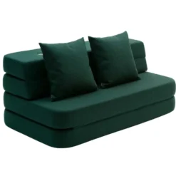 by KlipKlap 3 Fold sofa XL soft, dyb grøn med lys grøn knap
