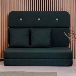 by KlipKlap 3 Fold sofa XL soft, dyb grøn med lys grøn knap