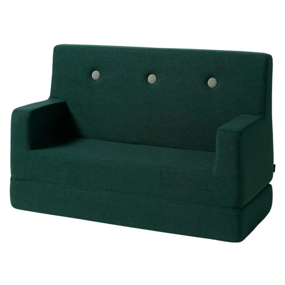 by KlipKlap Kids sofa, dyb grøn med lys grøn knap