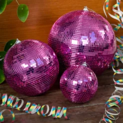 Disco Kugle Til Ophæng 15 cm - Pink