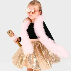 Disco Sæt Guld Med Tutu Strutskørt Og Tilbehør