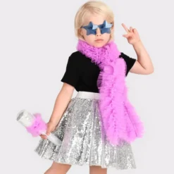 Disco Sæt Sølv Med Tutu Strutskørt Og Tilbehør 6-8 År