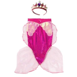 Havfrue Glimmer Skørt Sæt Pink -6 År (str 5)