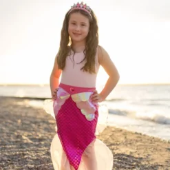 Havfrue Glimmer Skørt Sæt Pink -6 År (str 5)
