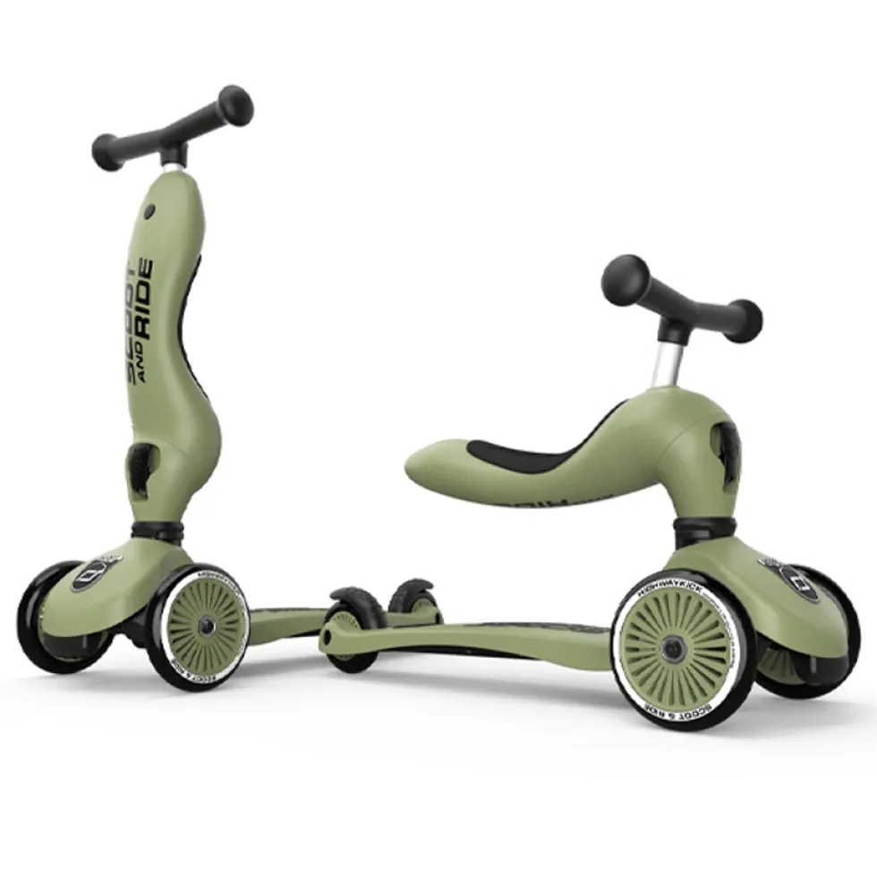 2-i-1 Løbehjul Highway Kick 1 i Olive
