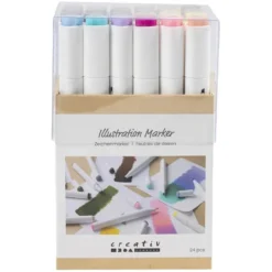 Illustration Marker, Pastelfarver - Standardfarver, Streg 1+8 mm