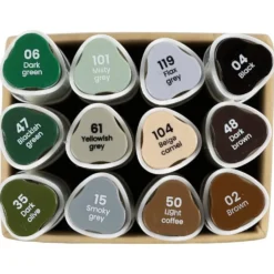 Illustration Marker, 12 stk Naturfarver, Streg 1+8 mm