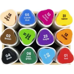 Illustration Marker, 12 stk Standardfarver, Streg 1+8 mm