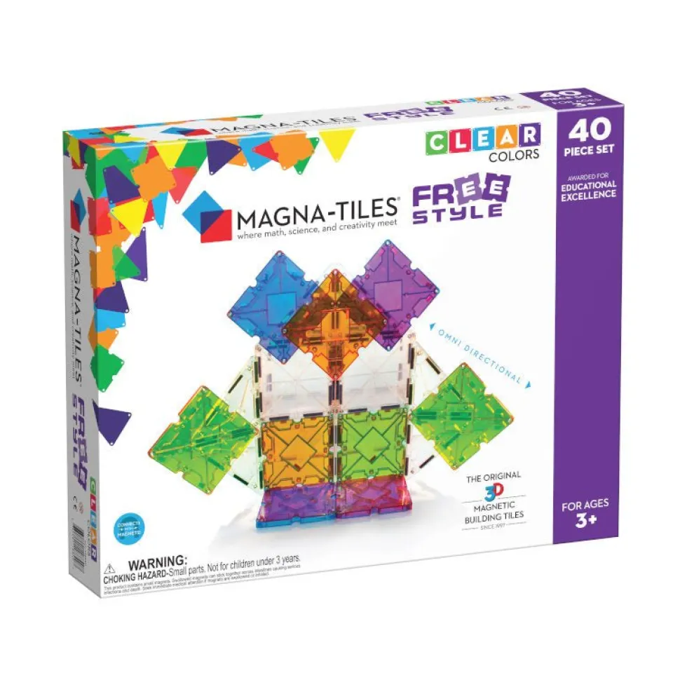 Magna-Tiles byggemagneter FreeStyle, clear - 40 dele