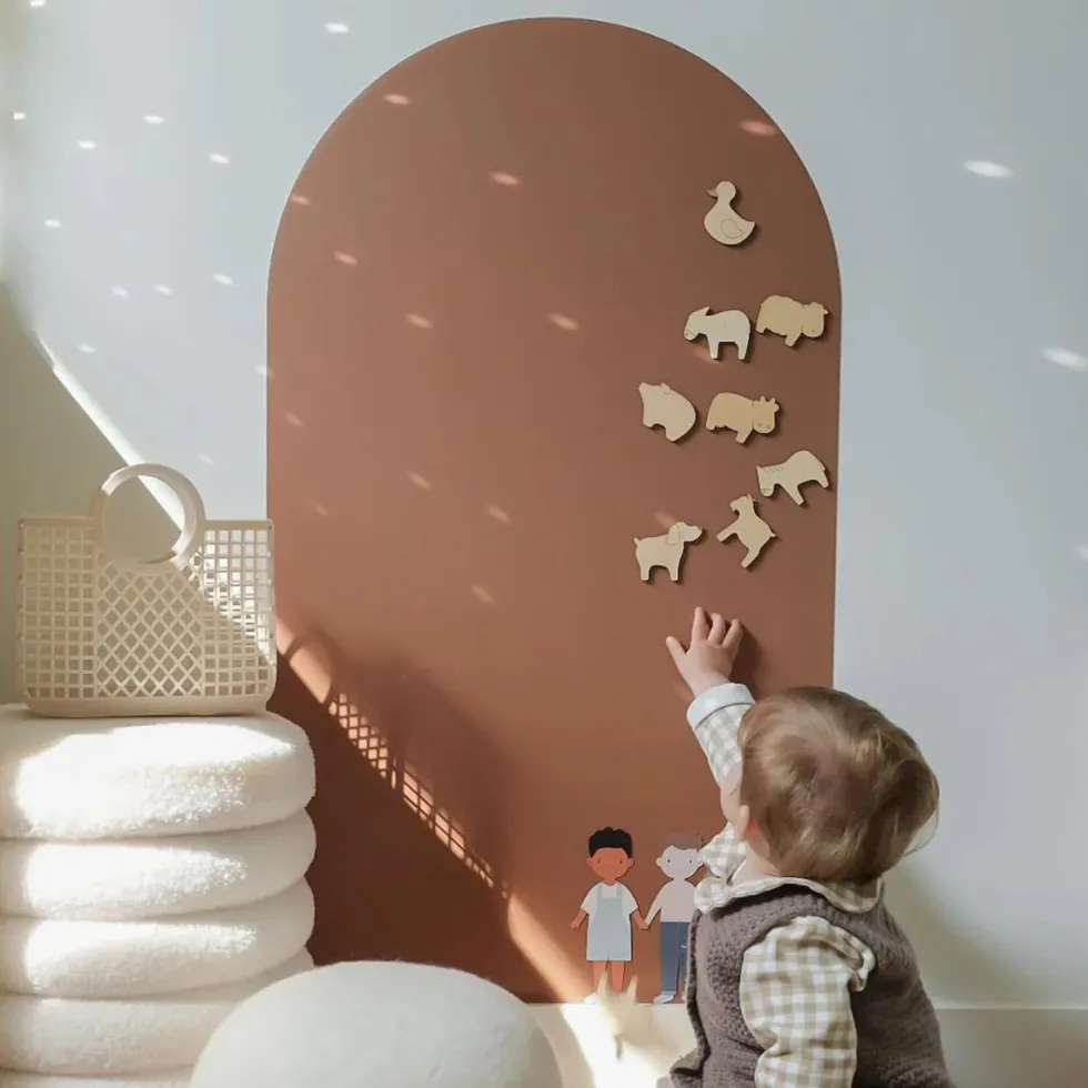 Magnetisk Tavle med Rund Top i Caramel (100 x 58 cm)