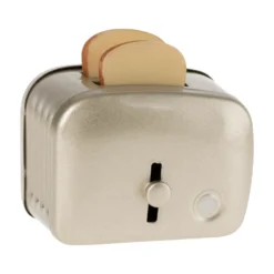 Miniature Toaster Og Brød Sølv