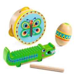 Musiksæt med Tamburin, Maracas og Guiro