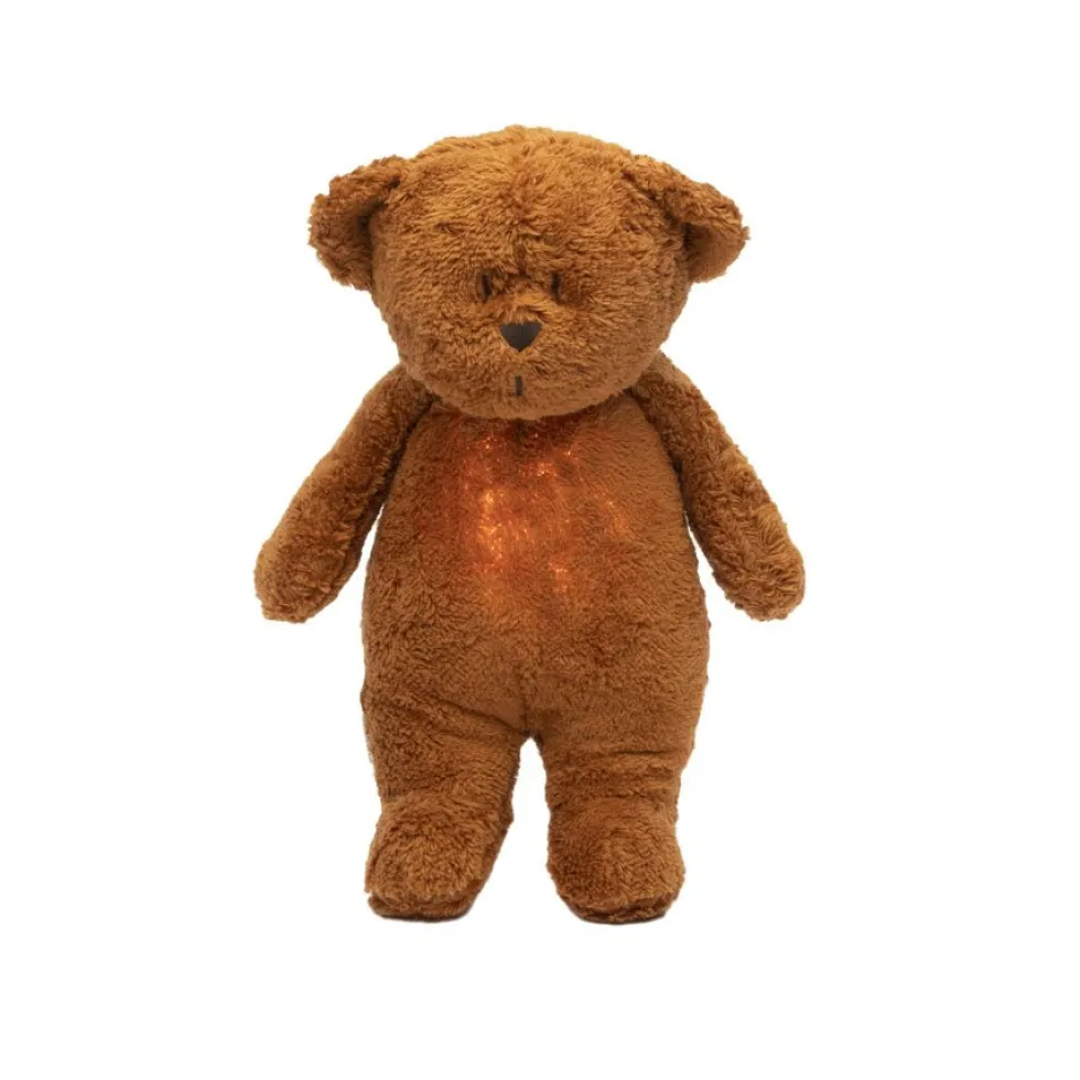 2.0 Organic Humming Bjørn Med Lampe Caramel